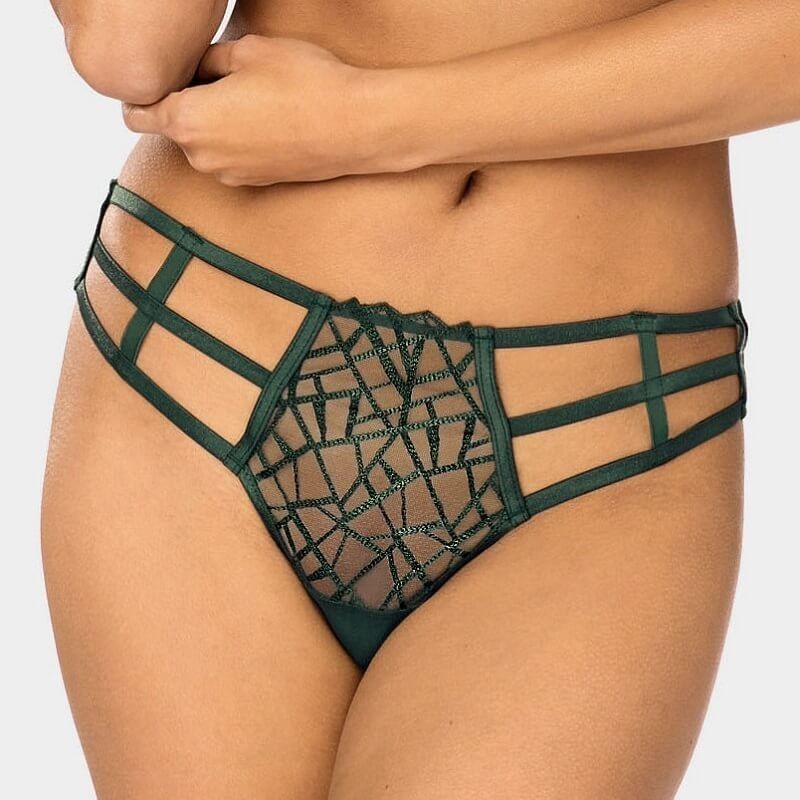 Tanga sexy verde de encaje reciclado Diamond Green