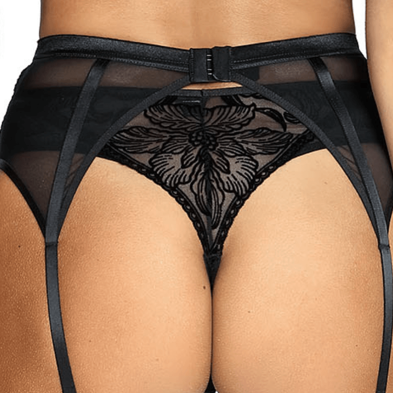 Tanga negro con terciopelo y transparencias Velvet